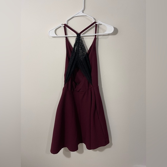 Speechless Burgundy Backless Dress with Lace Detail - Picture 2 of 5